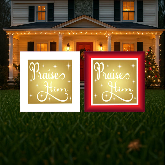 Christmas Praise Him Lighted Yard Art Decoration