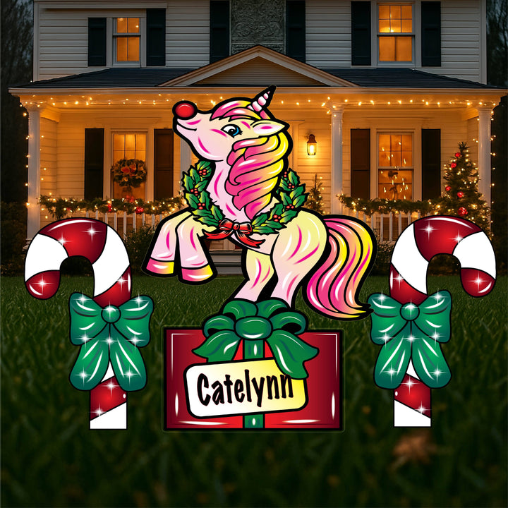 Custom Christmas Unicorn Yard Decoration – Holiday Gift for Kids