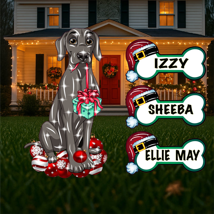 Great Dane Standing on Christmas Bulbs Outdoor Decoration