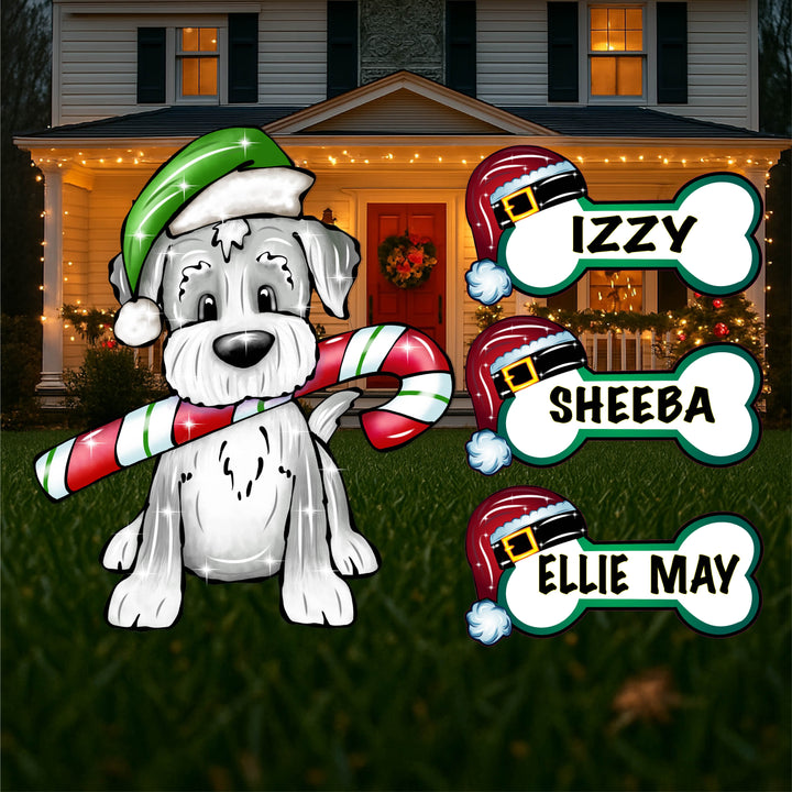 Puppy Dog with a Candy Cane Outdoor Decoration