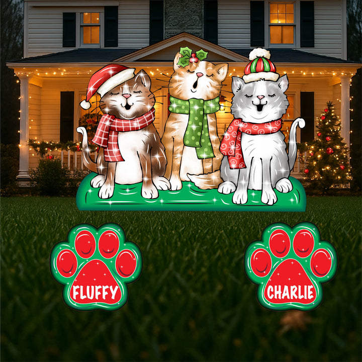 Three Singing Kitties Christmas Outdoor Decoration