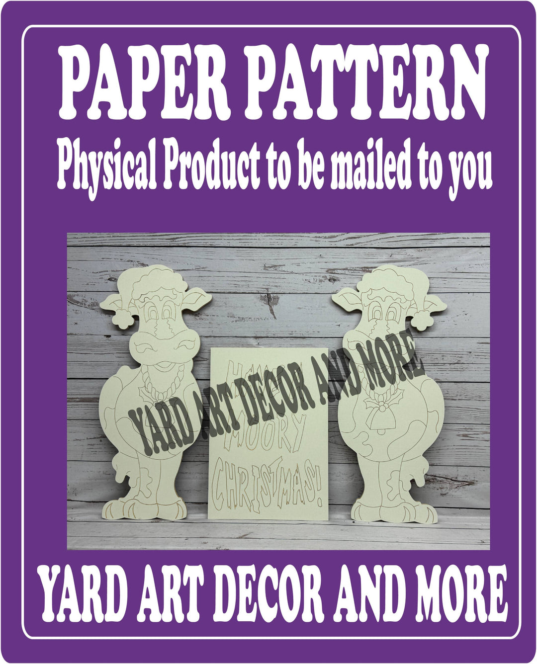 Have a Moory Christmas 3PC Cow Set Yard Art Paper Pattern
