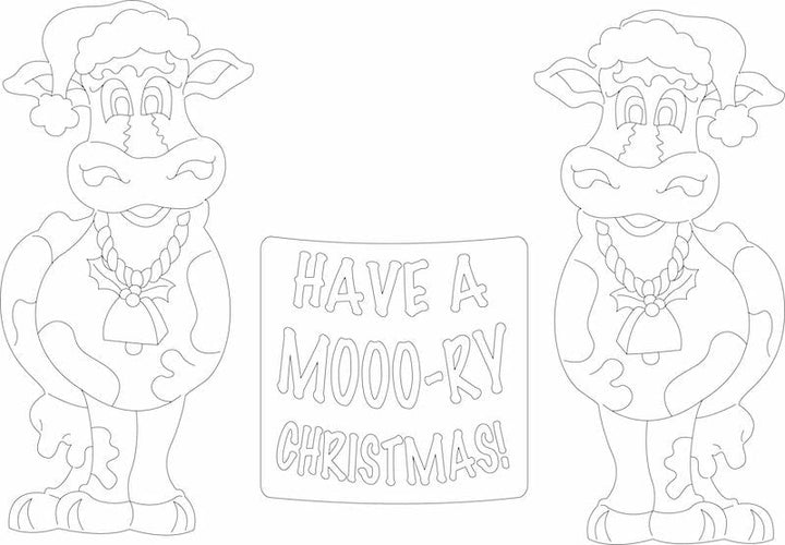 3PC Have a Moory Christmas Cow Set DIY Blank