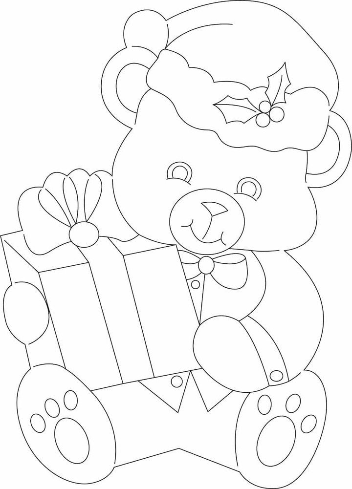 Christmas Bear Holding A Present DIY Blank