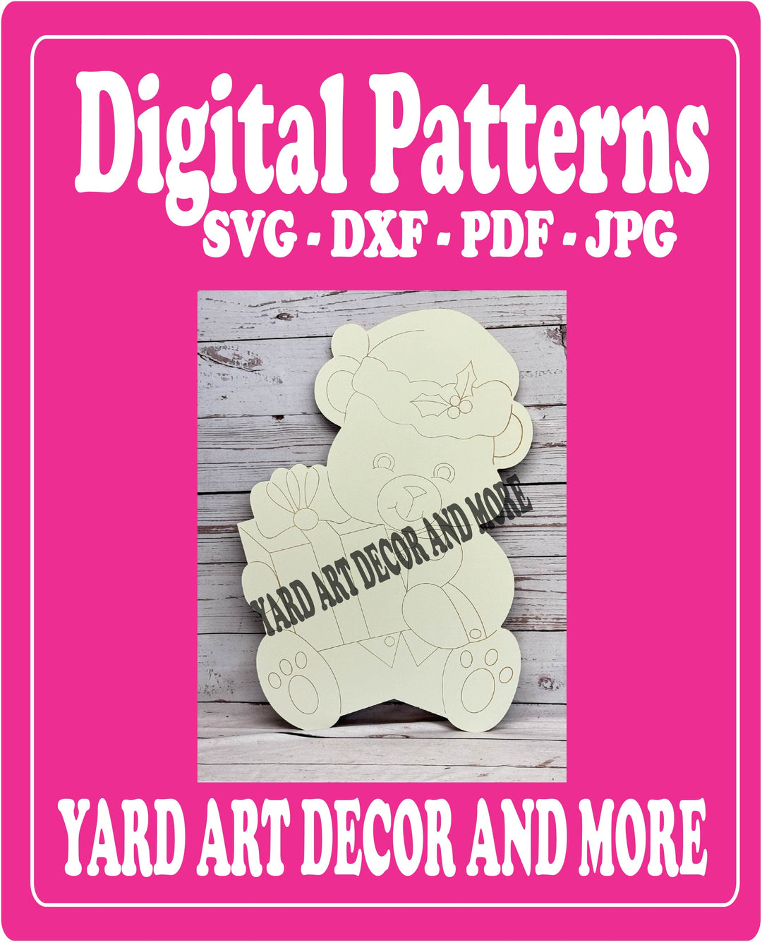 Christmas Bear holding a Christmas Present Yard Art digital template