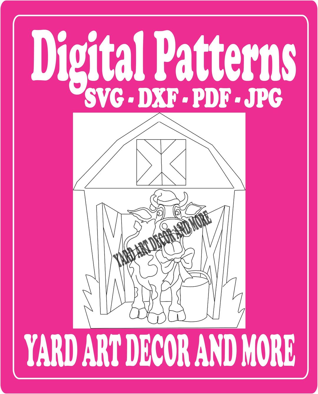 Christmas Cow Barn with Window Yard Art - SVG - DXF - PDF - JPG Files