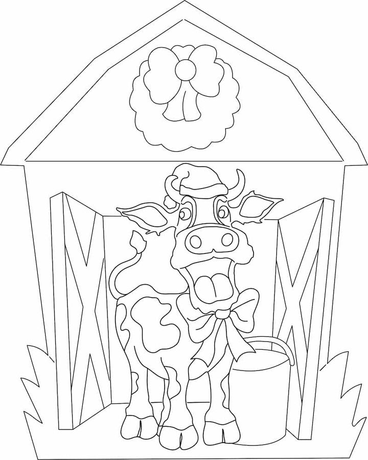 Christmas Cow Barn With Wreath DIY Blank