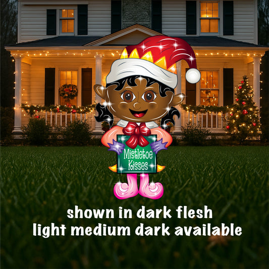 Christmas Yard Art Girl Elf with Present