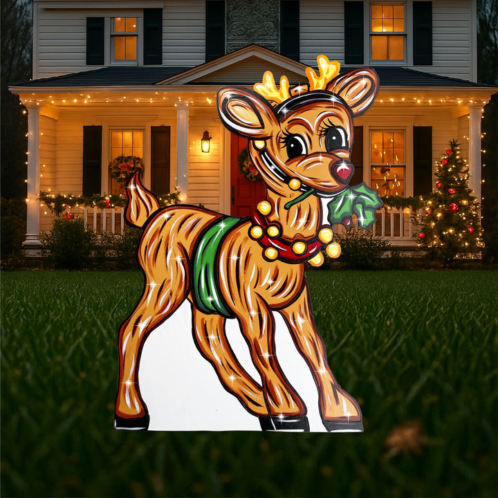 Reindeer with Mistletoe in Mouth Outdoor Decoration
