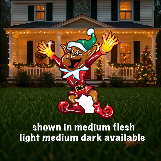 Football Christmas Elf#1 with arms out wide