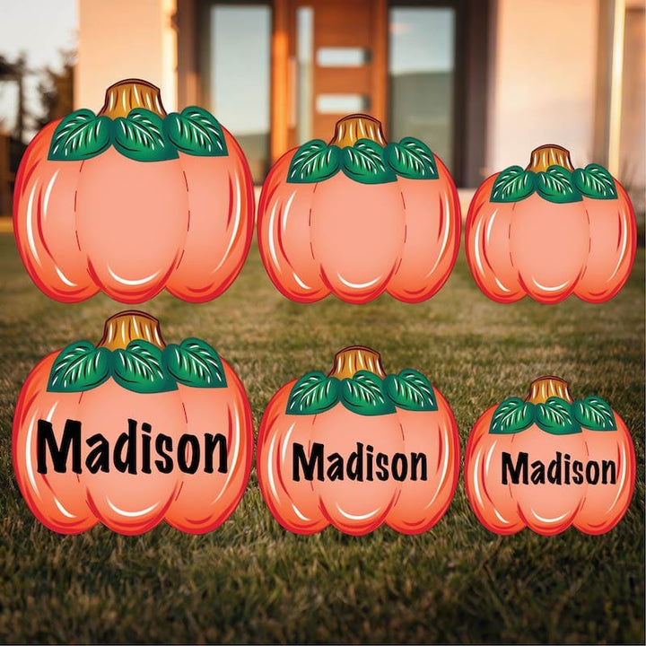 Cute Pumpkin Yard Decor Set | Garden Gifts for Women | Fall Outdoor Decorations | Thanksgiving Pumpkin Patch Lawn Signs