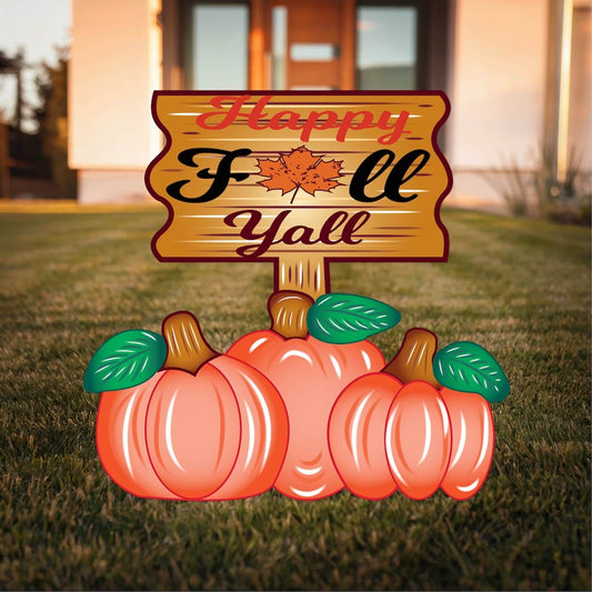 Happy Fall Y'all Pumpkin Halloween Yard Art