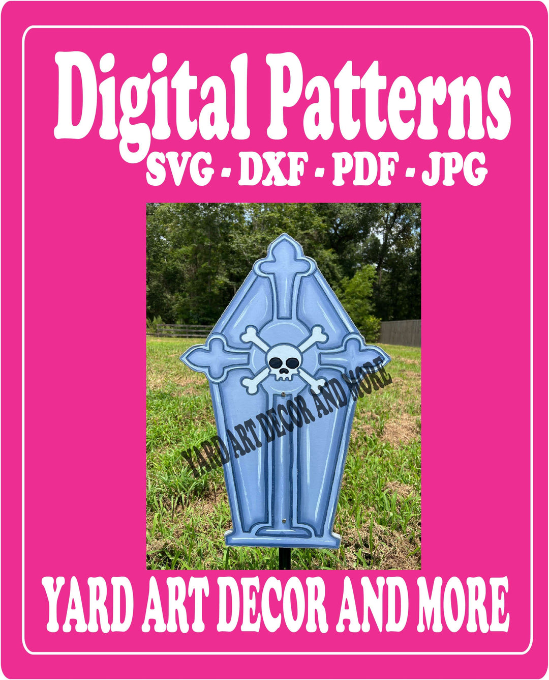 Halloween Cross Tombstone yard art digital template