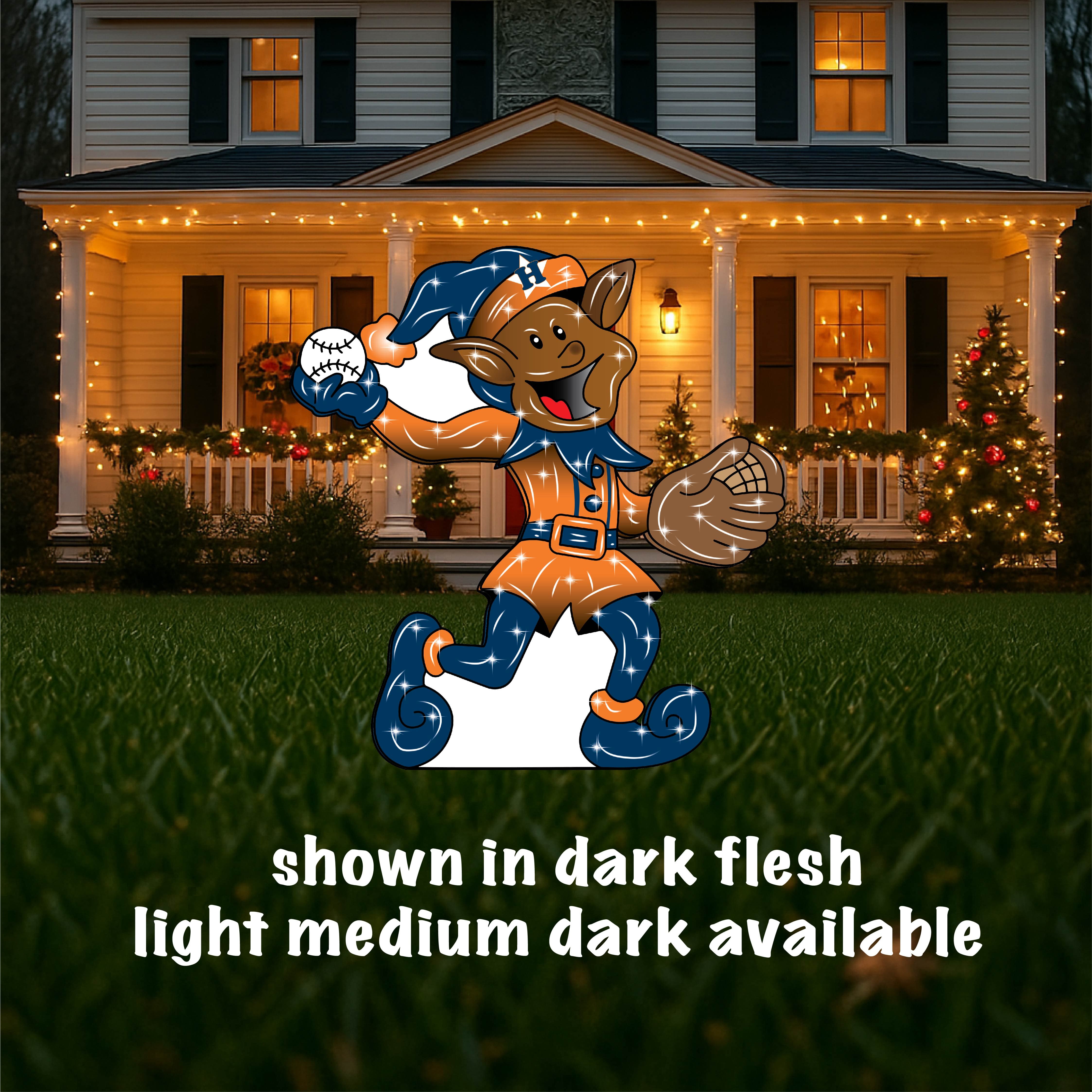 Elf Playing Baseball with Santa – Yard Art Decor and More