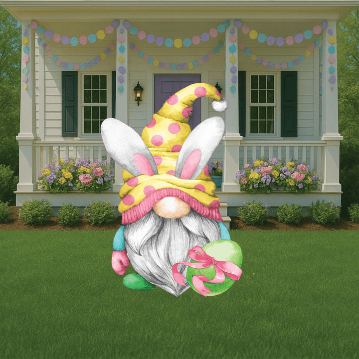 Easter Gnome with Green Egg with Bunny Ears Outdoor Decoration