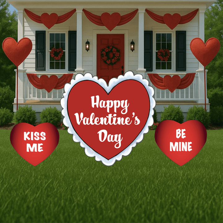 Happy Valentine's Day Heart with white lace edge with small hearts
