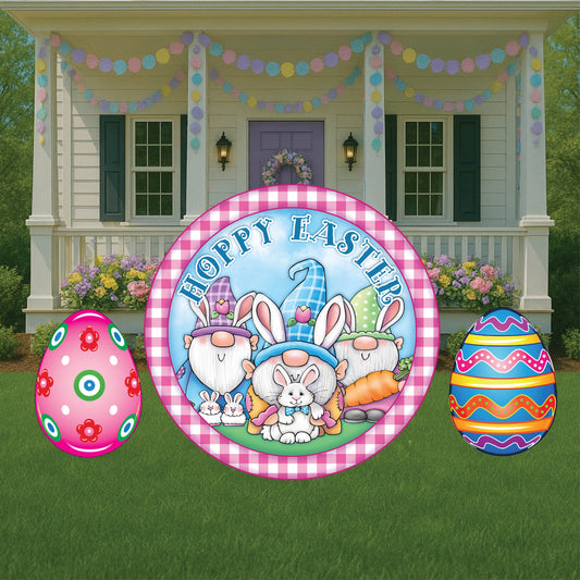 Happy Easter Round Sign Outdoor Decoration