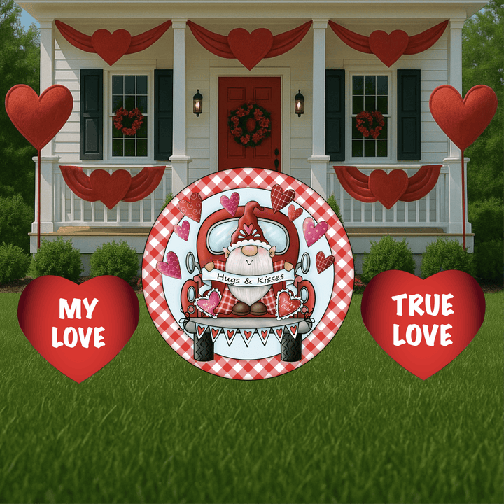 Valentines Gnome Round Truck Yard Sign