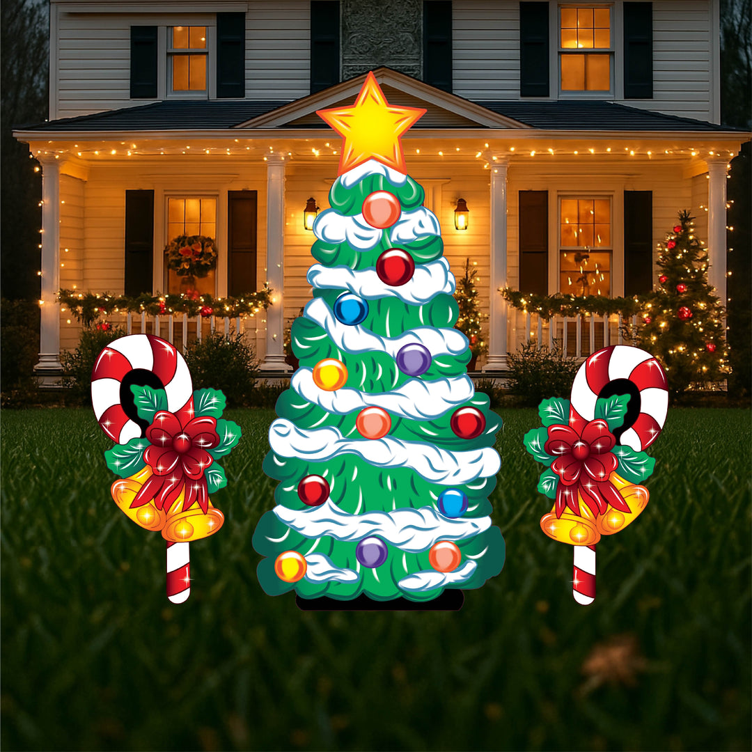 Lighted layered Christmas Tree Yard Art