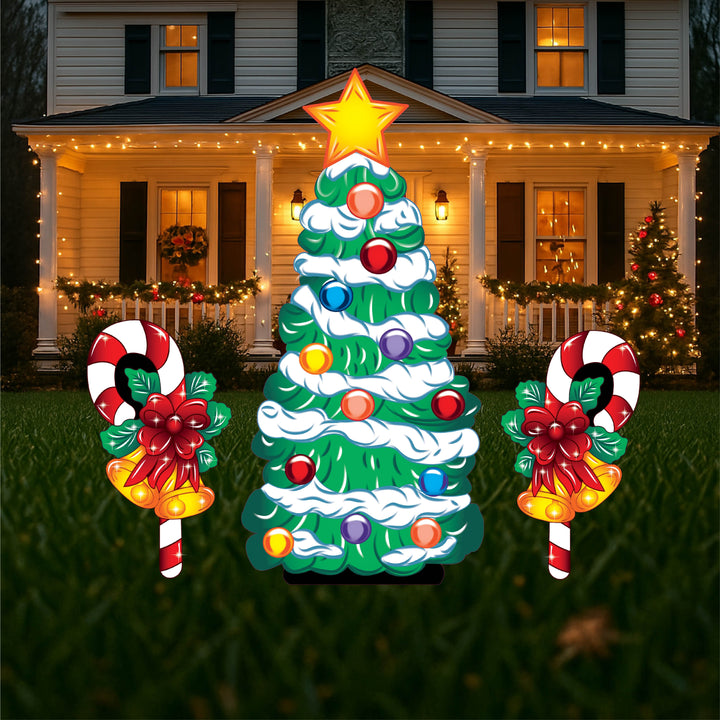 Lighted layered Christmas Tree Yard Art