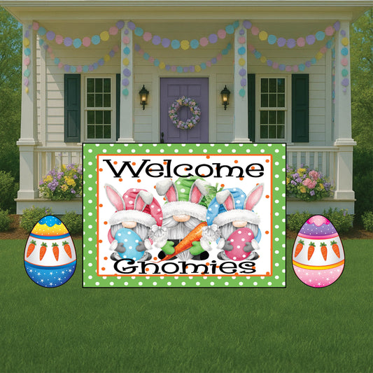 Welcome Gnomies Sign Outdoor Decoration