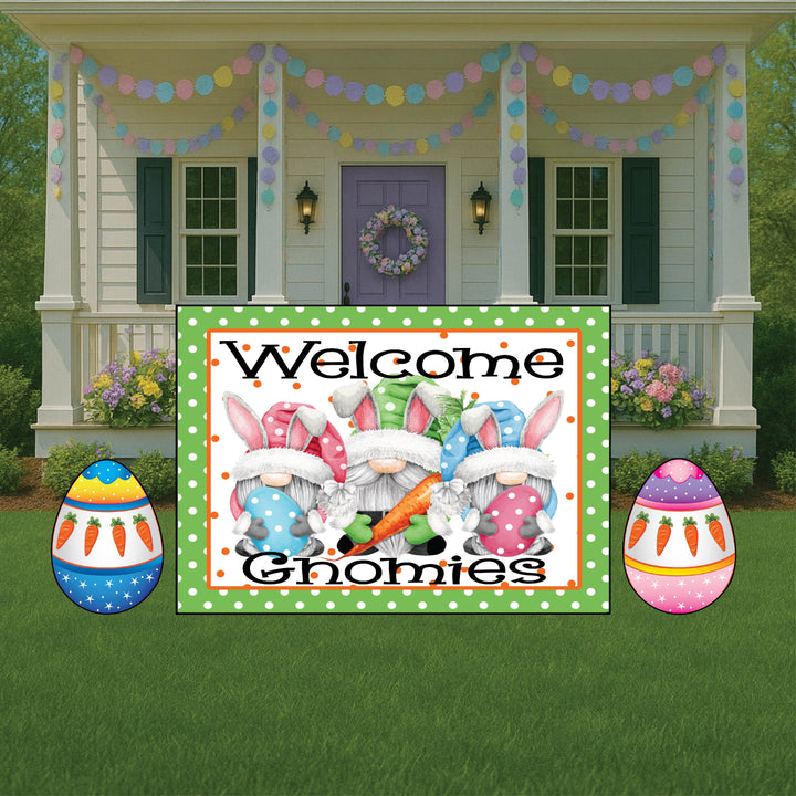 Welcome Gnomies Sign Outdoor Decoration