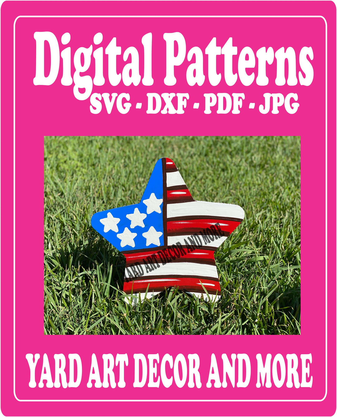 Patriotic Stars and Stripes Star Yard Art Decoration Digital template