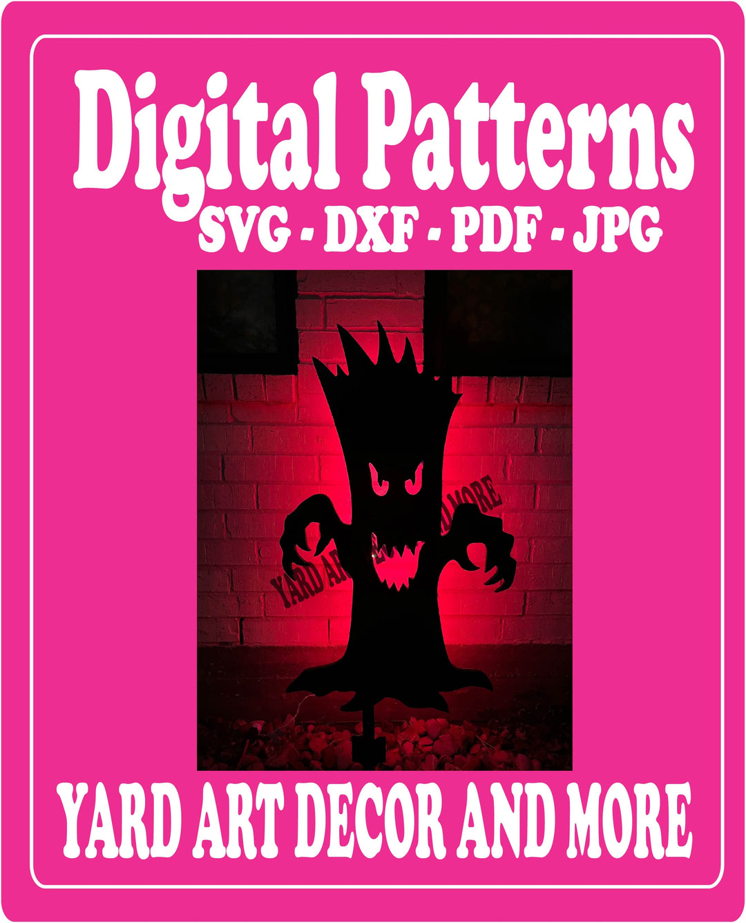 Digital Cut File Black Silhouette Spooky Tree Yard Art Decor DXF - SVG - PDF - JPG