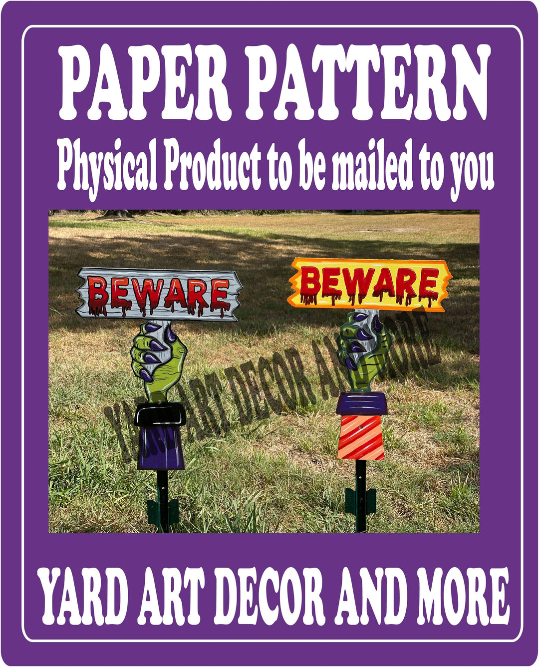 Halloween Beware Witch Hand Yard Art Digital Template