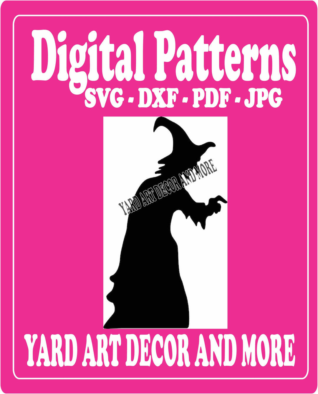 Black Silhouette Halloween Witch Yard Art Digital Template