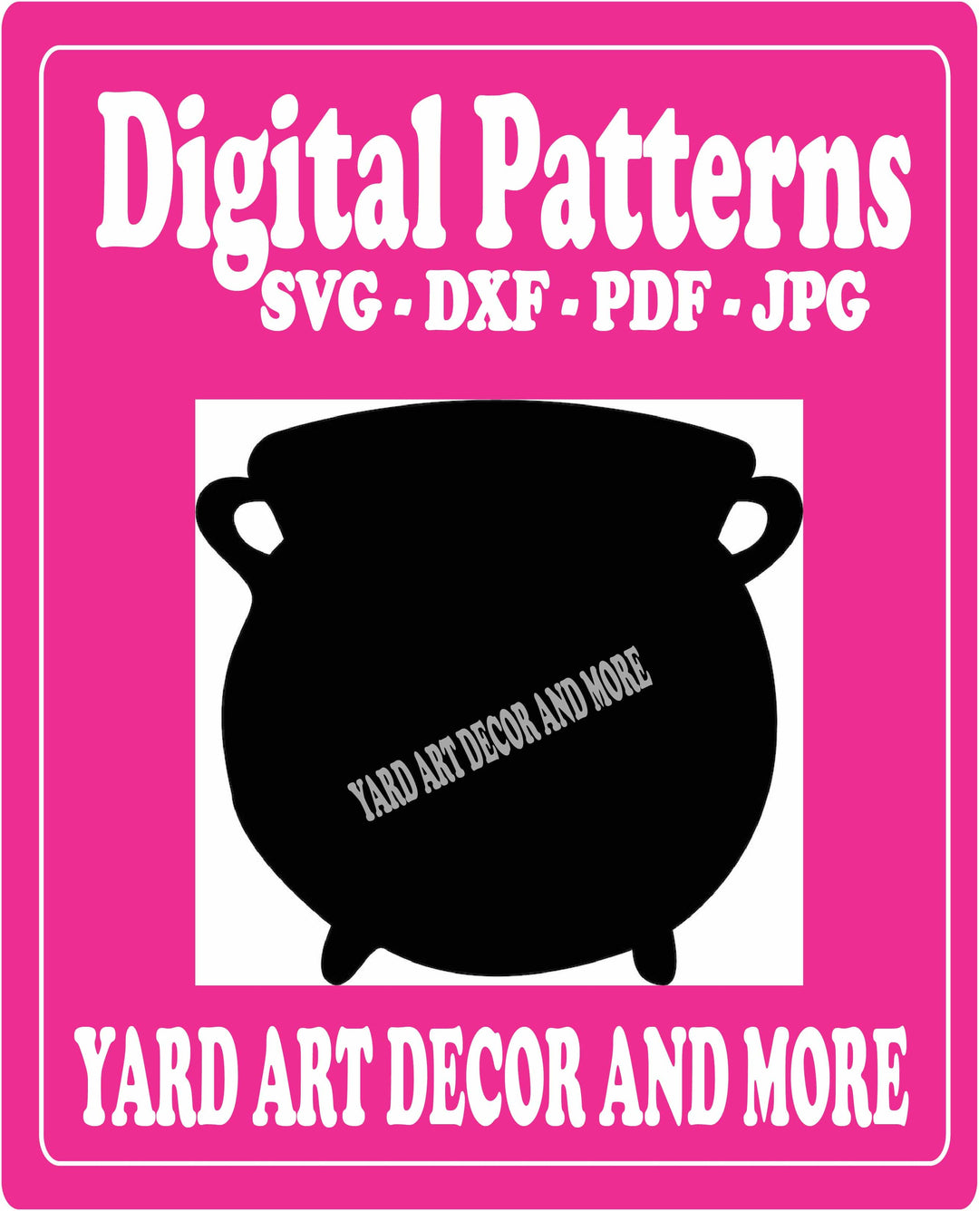 Black Halloween Witch's Cauldron Digital Template for yard art