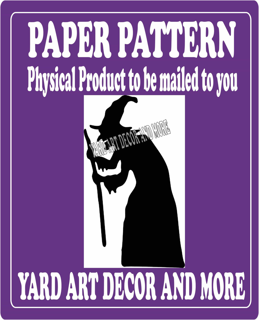 BLACK SILHOUETTE HALLOWEEN WITCH YARD ART PAPER PATTERN