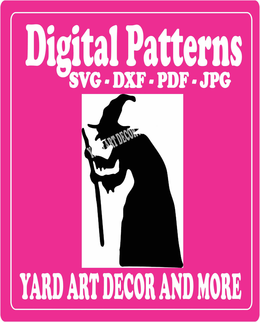 Halloween Black Silhouette Witch Faces Left Digital File