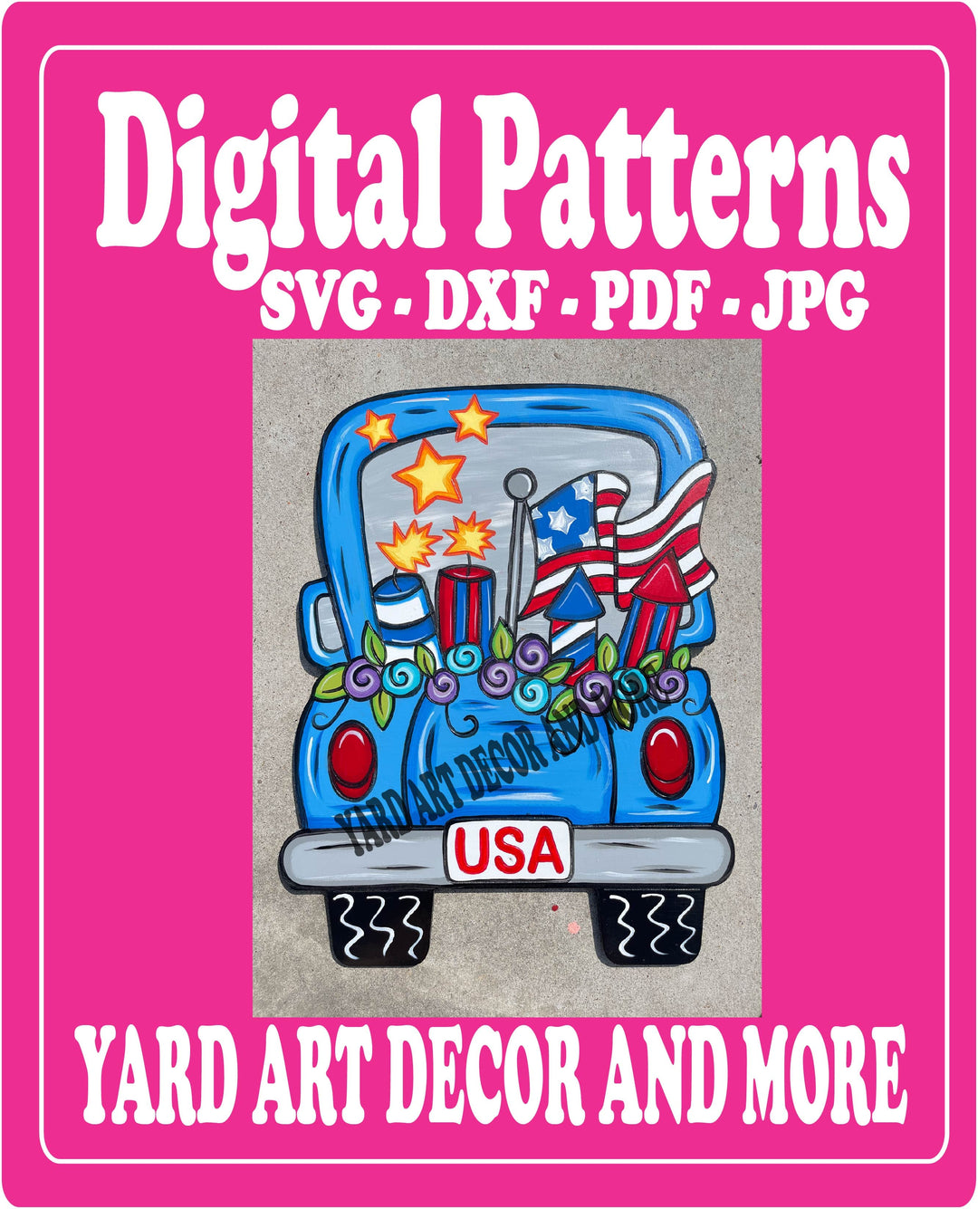 Patriotic USA Truck Yard Art Decor Digital Template