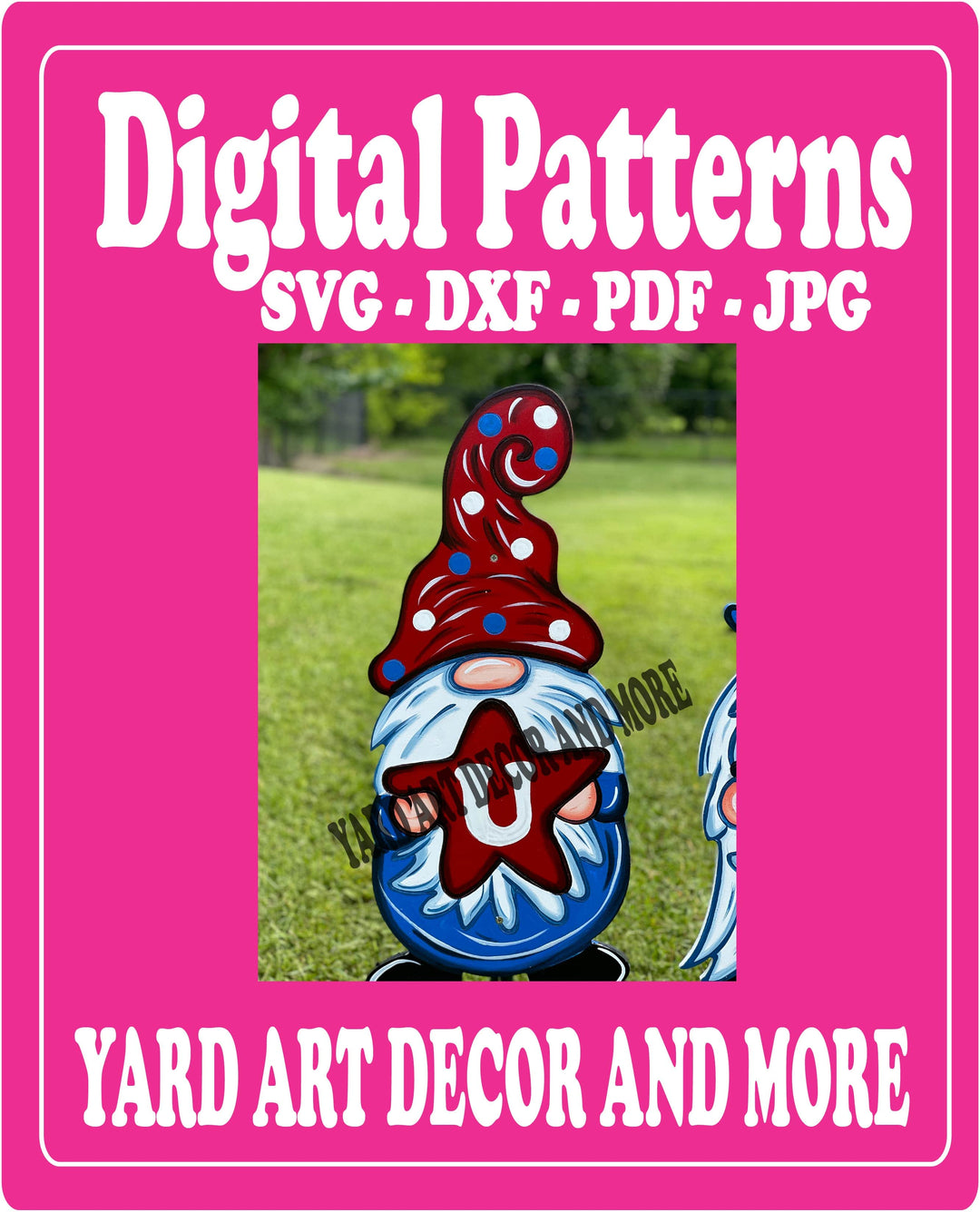 Patriotic U Gnome Yard Art Decor Paper Pattern