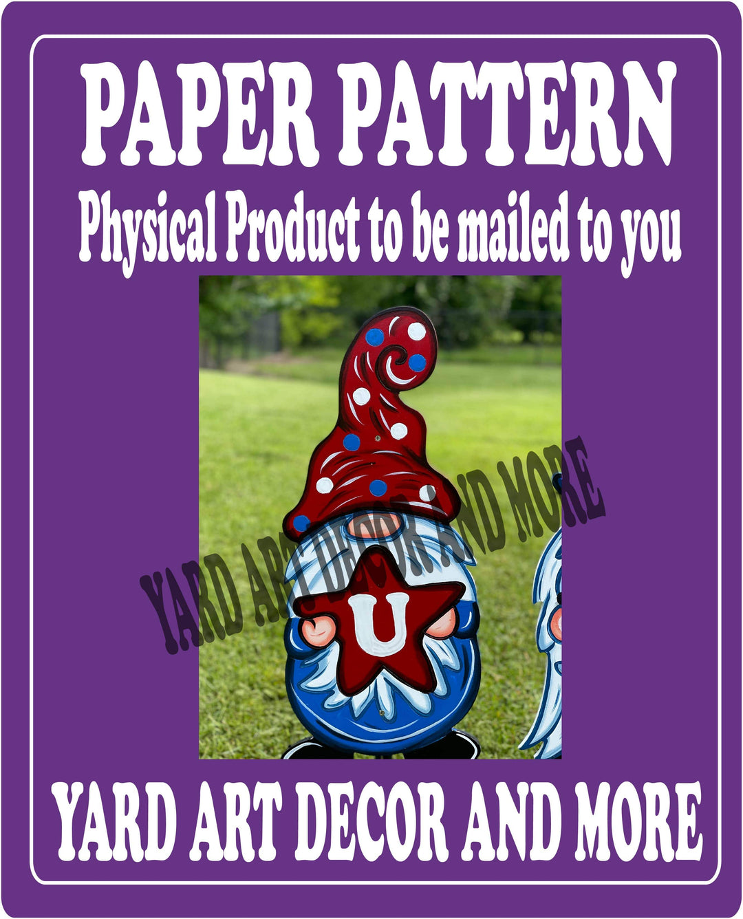 Patriotic U Gnome Yard Art Decor Paper Pattern