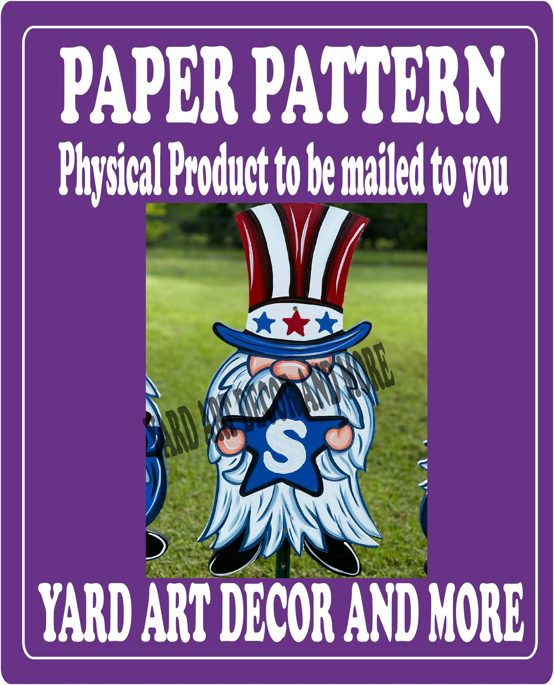 S Patriotic Gnome Yard art decor paper pattern