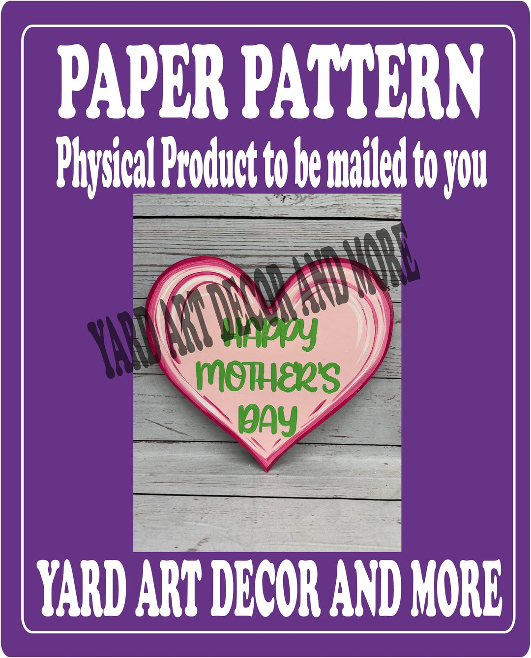 Happy Mother's Day Heart yard art decoration paper pattern