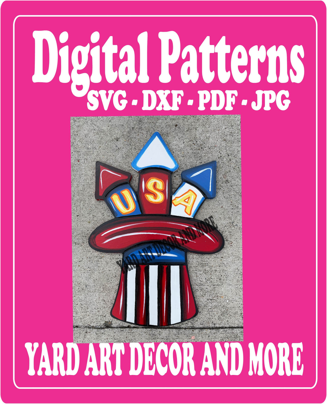 Patriotic USA Hat Yard Art Decoration Digital Template