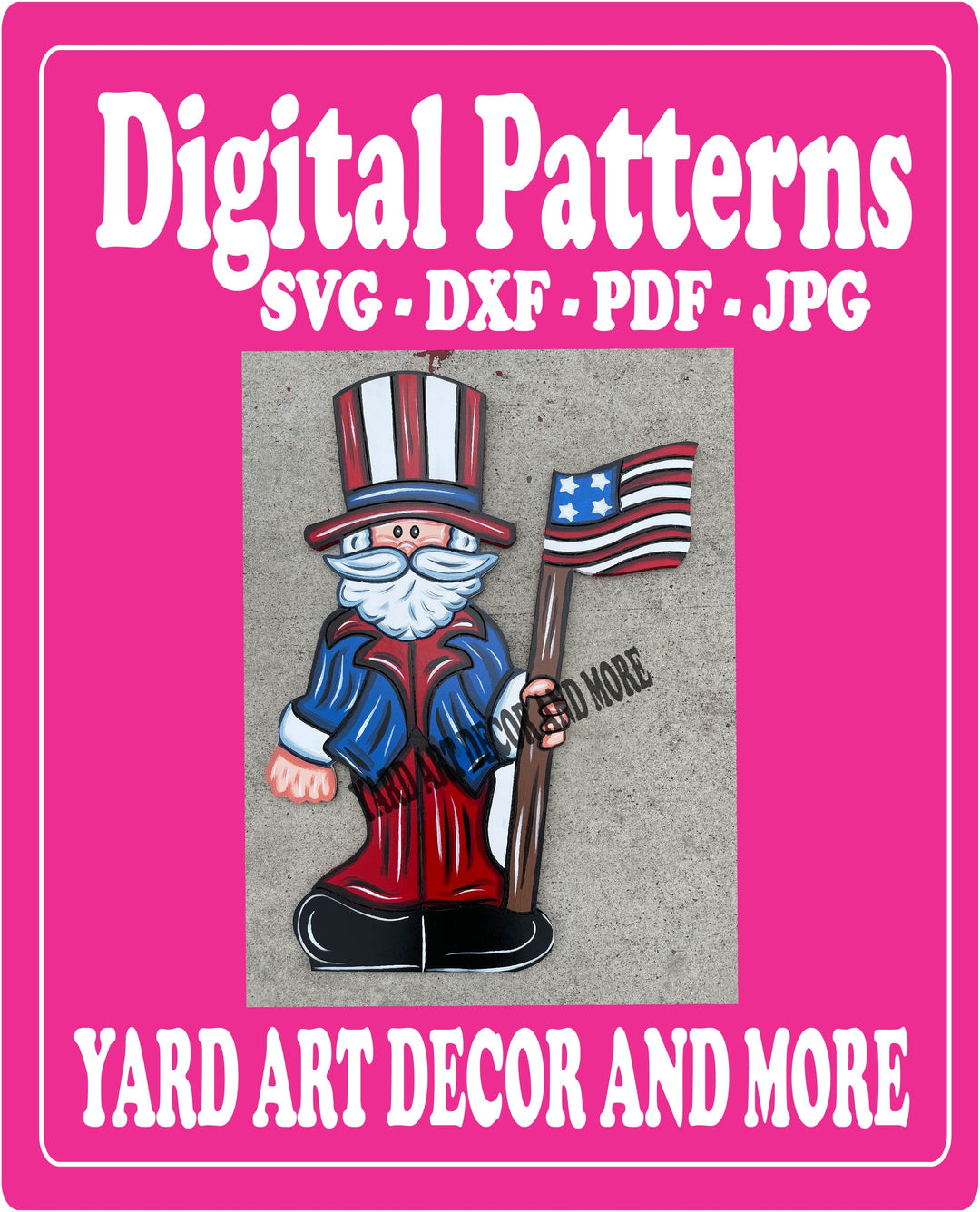 Uncle Sam with Waving Flag Yard Art Digital Template