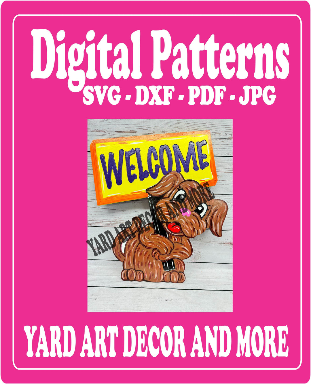 Dog with Welcome Sign Yard Art Digital Template