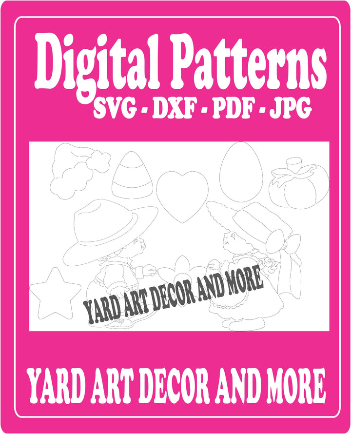 Cute Kids with Various Middle Signs Yard Art - SVG - DXF - PDF - JPG Files