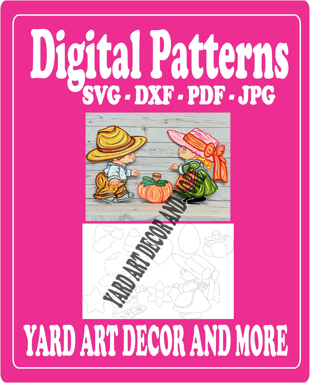 Cute Kids with Various Middle Signs Yard Art - SVG - DXF - PDF - JPG Files