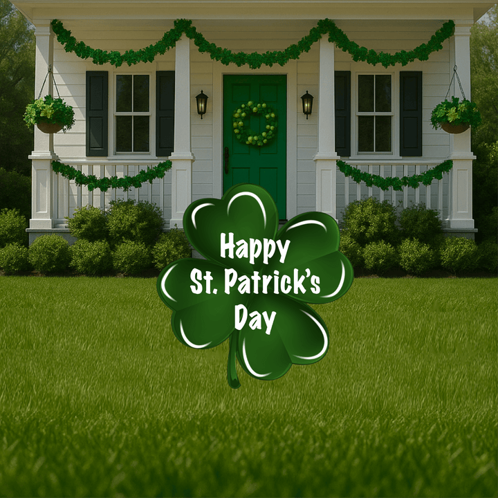 St. Patrick's Day 4 Leaf Clover with Happy St. Patrick's Message
