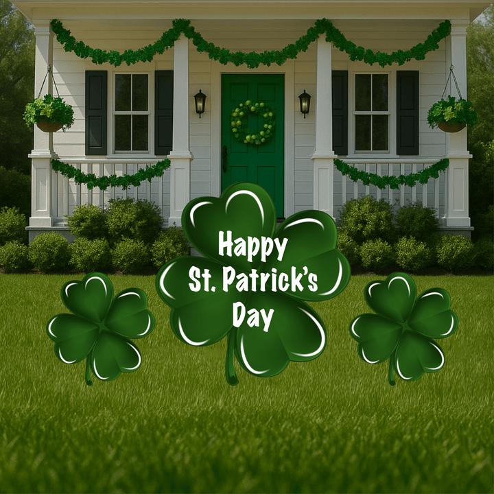 St. Patrick's Day 4 Leaf Clover with Happy St. Patrick's Message