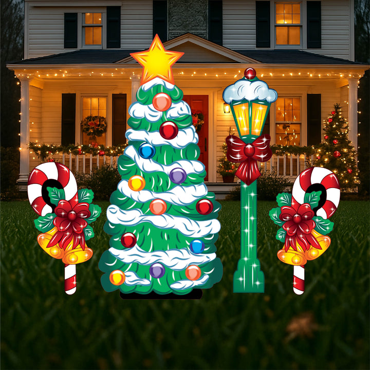 Lighted layered Christmas Tree Yard Art