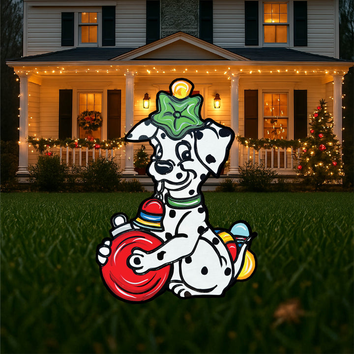 Personalized Dog Christmas Yard Signs | Dalmatian Holiday Lawn Decorations | Dog Lover Gift | Custom Bone Ornaments for Yard or Porch