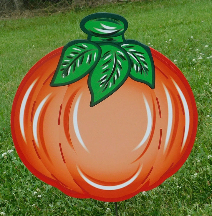 Medium Pumpkin with stalk and leaves