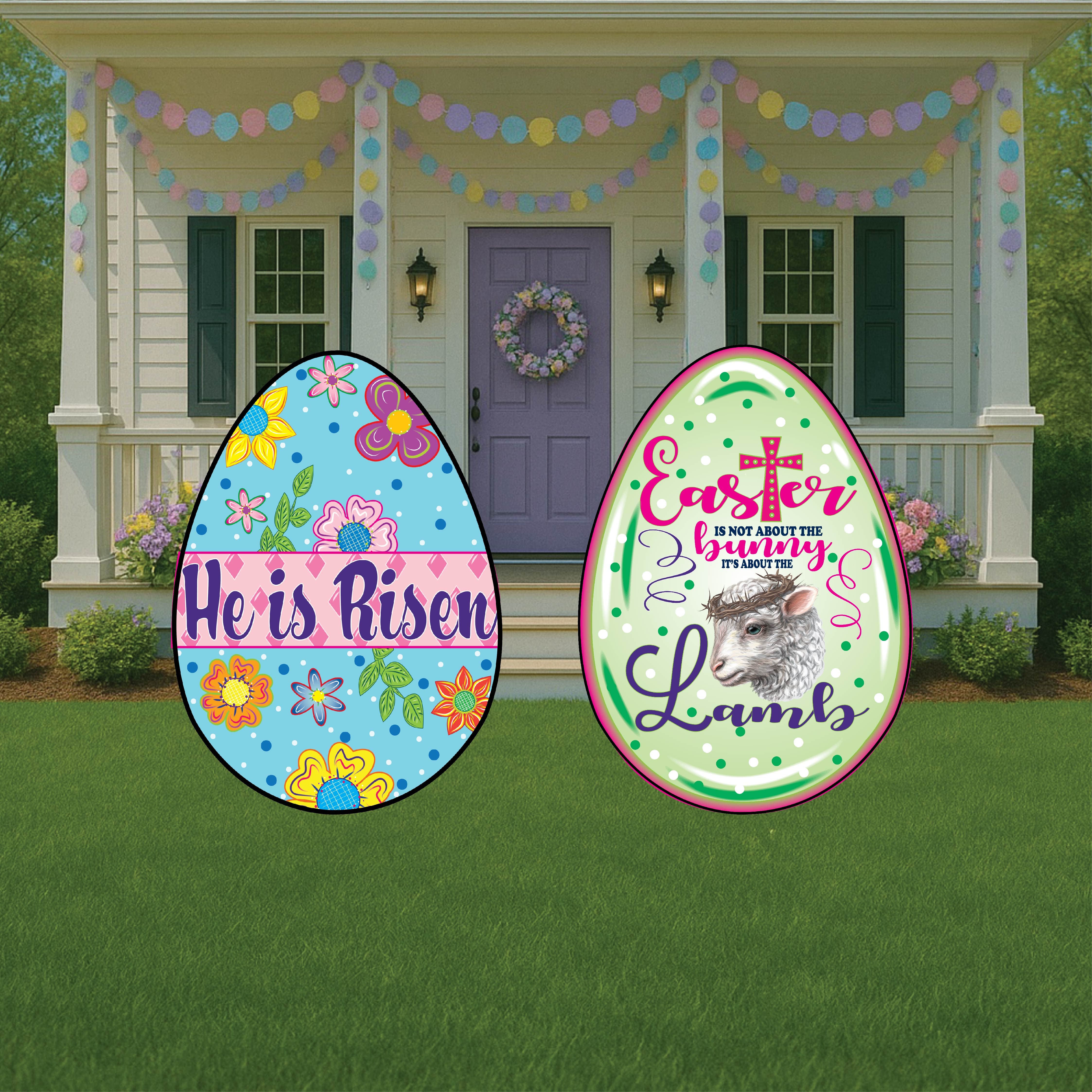 Earter Rising Sign He Is Risen & Not About the Bunny Easter Egg Yard Signs – Yard Art ...