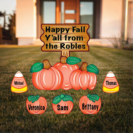 Personalized Happy Fall Y'all Pumpkin Halloween